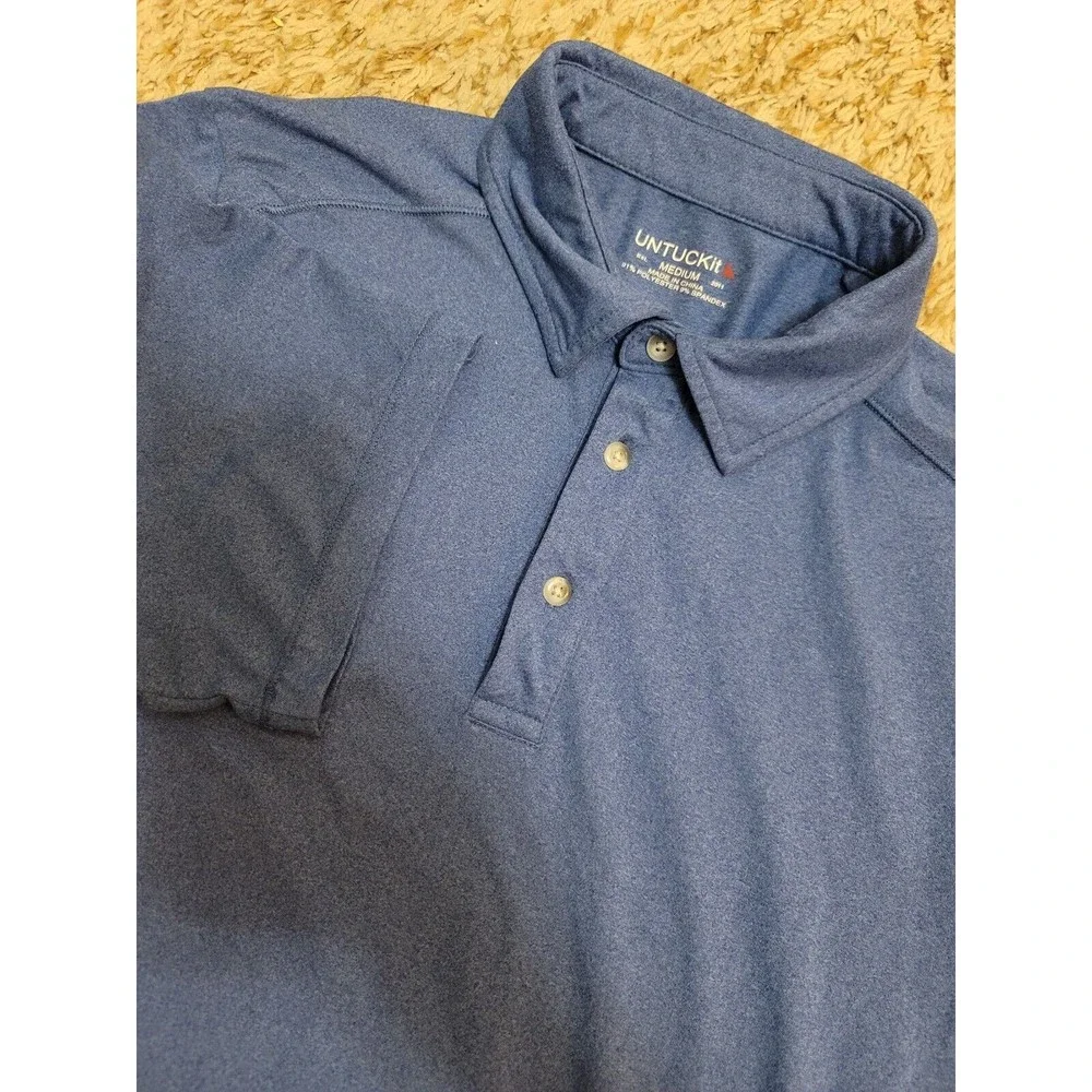 Untuckit Men's Size M Blue Short Sleeve Polo Polyester Spandex - Picture 1 of 7